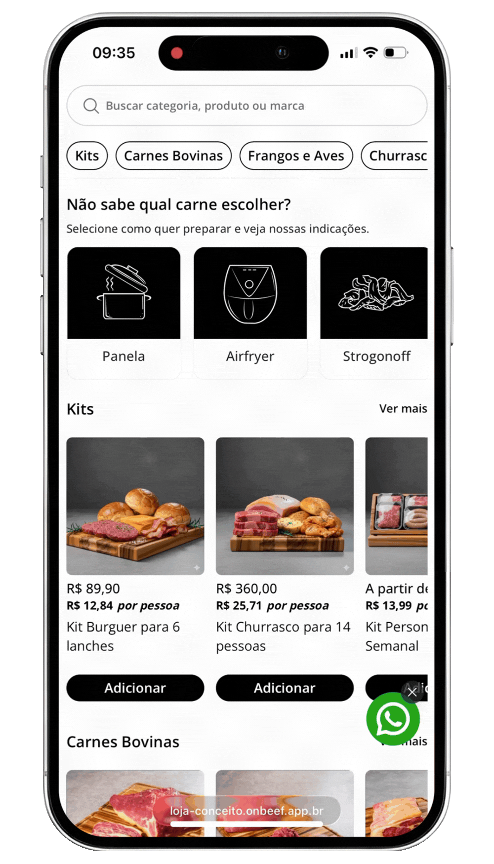 Mockup do sistema Onbeef